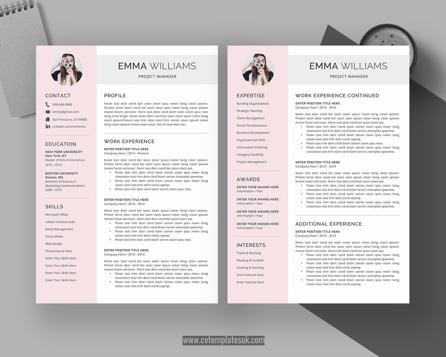 Creative Cv Template Curriculum Vitae Modern Resume Format Professional Resume Template Design Simple Resume 1 3 Page Ms Word Resume Job Resume Instant Download Cvtemplatesuk Com